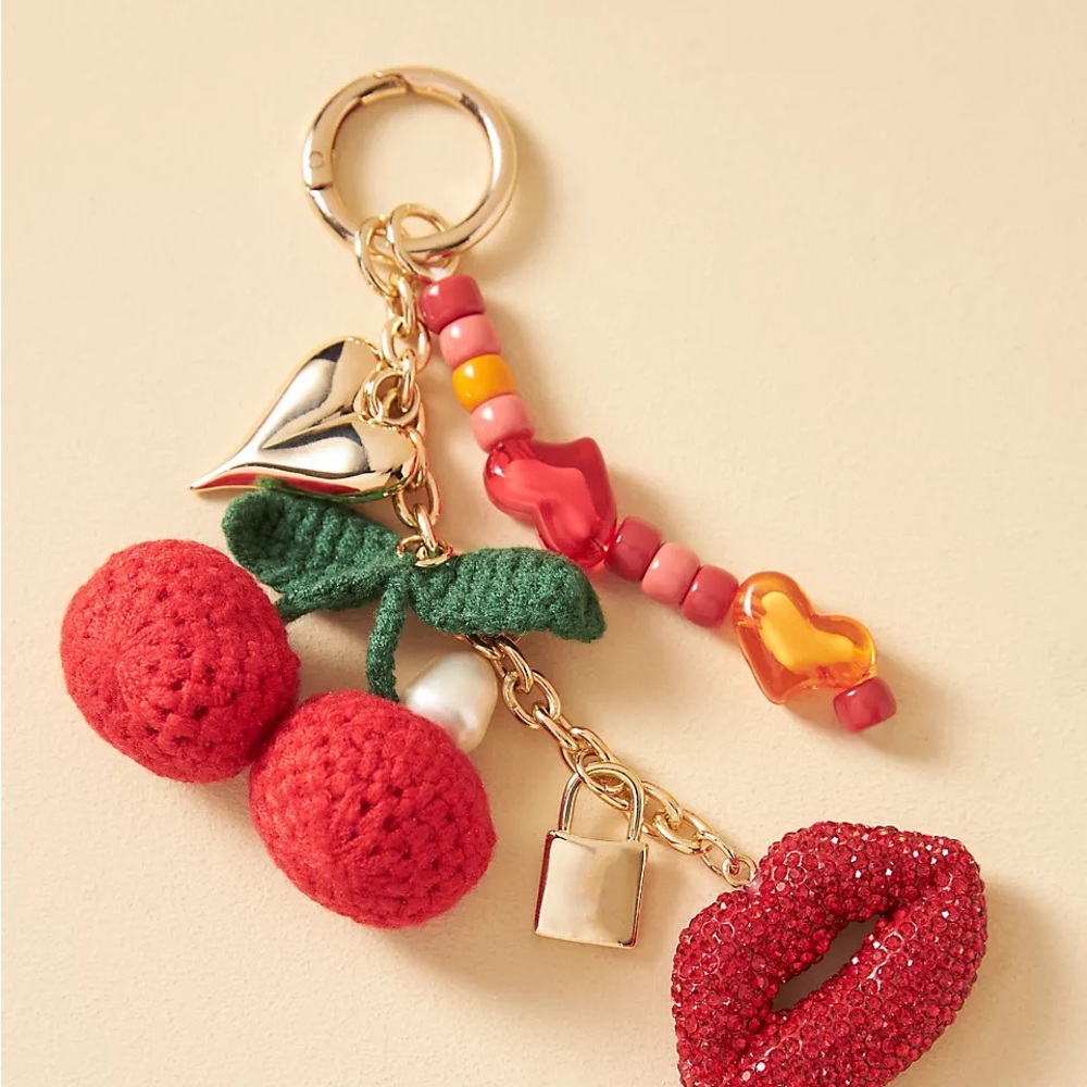 Anthropologie Cherry Lips Bag Charm